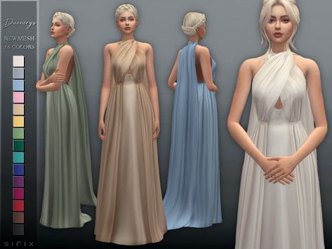 Sims 4 Cape Cc, Sims 4 Elf Cc, Daenerys Dress, Game Of Thrones Dress, Sims Medieval, Die Sims 4, Pelo Sims, Sims 4 Gameplay, Sims 4 Dresses