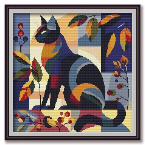 Cross stitch pattern 'Cat' in bright colours among leaves for instant download. This optimistic cat with autumn mood in African style will decorate your interior, whether it is art on the wall or a pillow on the sofa. The scheme is not difficult to work, suitable for beginners with little experience. Stitches: 196 x 196 Size: 14 count Aida: 14.00 x 14.00 inches or 35.56 x 35.56 cm 16 count Aida: 12.3 x 12.3 inches or 31.2 x 31.2 cm 18 count Aida: 10.9 x 10.9 inches or 27.7 x 27.7 cm Fabric size: African Style Interior, Cross Stitch Pillow Pattern, Cat Pillow Pattern, Embroidery Pillow, Style Africain, Cross Stitch Pillow, Pattern Cat, Colorful Cat, Needlework Embroidery