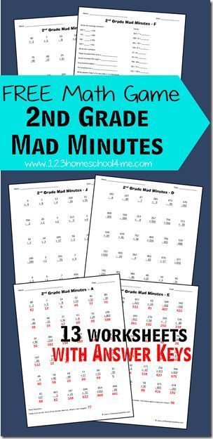 FREE 2nd grade math worksheets are turned into a cool math game with Mad Minutes. (math, 2nd grade, homeschool) Math Minutes, Free Math Games, 2nd Grade Math Worksheets, 2nd Grade Worksheets, Fun Math Games, Math Game, 2nd Grade Classroom, Second Grade Math, Homeschool Math