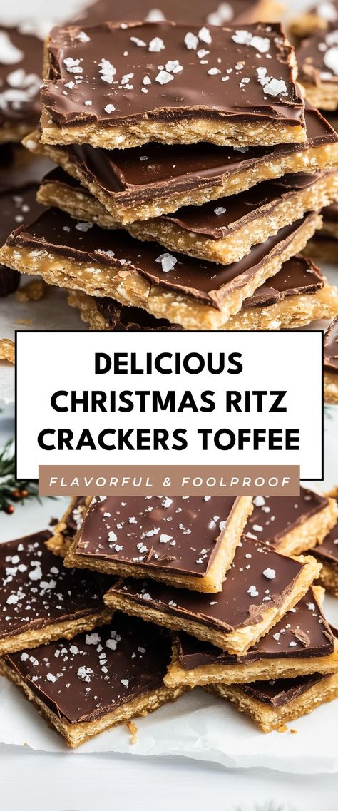 Image for Delicious Christmas Ritz Crackers Toffee Ritz Crackers Christmas Treats, Ritz Cracker Recipes Dessert, Christmas Cracker Toffee Recipe, Chocolate Ritz Crackers, Ritz Cracker Recipes Snacks, Salty Christmas Treats, Ritz Cracker Party Sandwiches, Christmas Cracker Toffee, Ritz Cracker Dessert