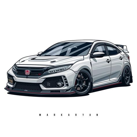 Oleg Markaryan on Instagram: “Honda Civic Type R. Owner: @jepps_ctr. Order illustration of your car! Write me in Direct Message or email. Contact in BIO. #147…” Honda Civic India, Oleg Markaryan, Order Illustration, Honda Type R, Honda Civic Car, Civic Car, Automotive Illustration, R35 Gtr, Cool Car Drawings