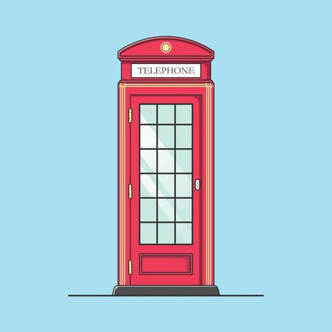 Web Landing Page, Telephone Booth, Card Background, Booth Design, Cartoon Style, Design Vintage, Cartoon Styles, Landing Page, Graphic Illustration