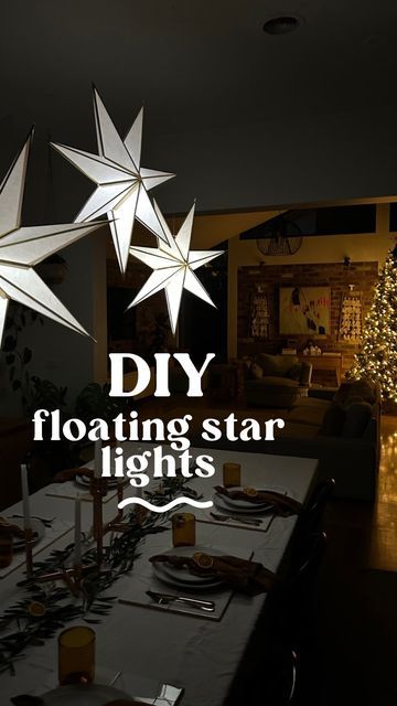 Christmas Stars Lights, Christmas Stars Hanging From Ceiling, Strala Ikea Decoration, Ikea Stars Christmas, Ikea Star Lights Paper Lanterns, Hanging Paper Stars Christmas, Decorating With Stars, Ikea Star Lights, Ikea Strala Star Ideas