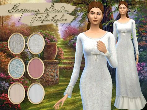 The package contains a nightgown in six patterns/colors from the Edwardian era.  Found in TSR Category 'Sims 4 Female Sleepwear' Medieval Nightgown, Sims Challenge, Sims 4 Decades Challenge, The Edwardian Era, Sims Medieval, Pelo Sims, Sims 4 Mm Cc, Sims 4 Dresses, Sims 4 Mm