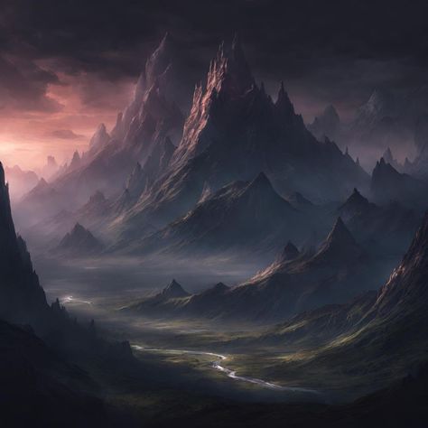 mountain, stone, background, rock, valley, landscape, illustration, fantasy, river, dark Rocky Fantasy Landscape, Fantasy Dark Landscape, Fantasy Mountain Aesthetic, Nordic Fantasy Landscape, Mountain Fantasy City, Dark Fantasy Landscape Art, Fantasy Mountain City, Dark Mountain Aesthetic, Mythical Mountains