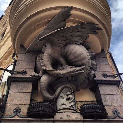 #dragon #architecture #copenhagen by voyagevixen2, via Flickr Dragon Architecture, Dragon Monster, Environment Inspiration, Gothic Gargoyles, Dragon's Lair, Fairy Dragon, Dragon Sculpture, Dragon Statue, Eastern Art