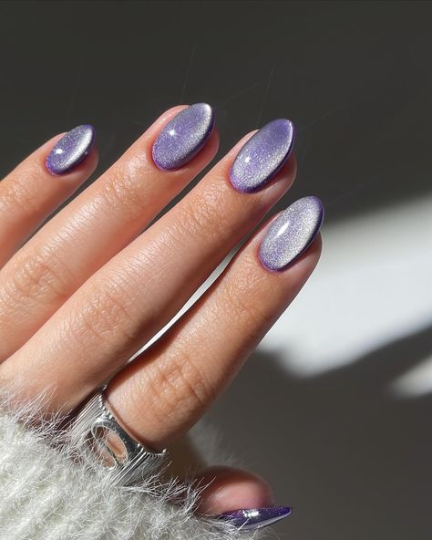 Some nail inspo for October, with tutorials 🍂💟🩸🕸️ @kiaraskynails ___ #nailart #fallnails #halloweennails #velvetnails #nailinspo #almondnails #nailsofinstagram #prettynails #cutenails #kiaraskynails Christmas Purple Nails, Round Nails Inspiration, Purple Nails Almond, Purple Winter Nails, Trendy Winter Nails, Purple Chrome Nails, Plum Nails, Velvet Nails, Nails Oval