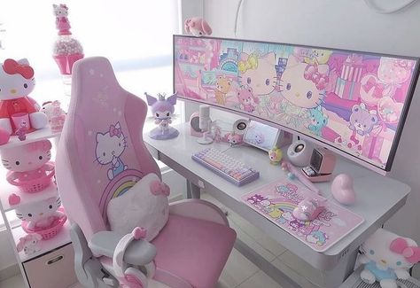 All Posts • Instagram Sanrio Setup, Gamer Bedroom, Hello Kitty Decorations, Gaming Desk Setup, Hello Kitty Rooms, Gamer Room Decor, Desk Inspiration, Gaming Room Setup, Cute Bedroom Decor