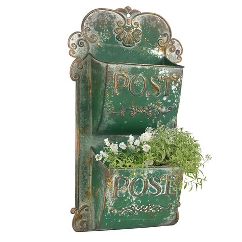 PRICES MAY VARY. WALL POCKET PLANTER: Rustic metal wall planter antique white color for home, office, business use decor,farmhouse wall decor (plants not included). MULTI PURPOSE: Holds plants, flowers, floral arrangements, seasonal decorations, holiday greenery, artificial plants, shrub bouquet, foliage, and more — Suitable for indoor/outdoor use. VINTAGE DESIGN: Create your own unique decor inside this gorgeous distressed wall container for perfect compliment to your stylish rustic home, offic Hanging Planter Outdoor, Plants Porch, Hanging Planters Outdoor, Wall Planters Outdoor, Planter Outdoor, Metal Wall Planters, Wall Mounted Planters, Planter Wall, Rustic French Country