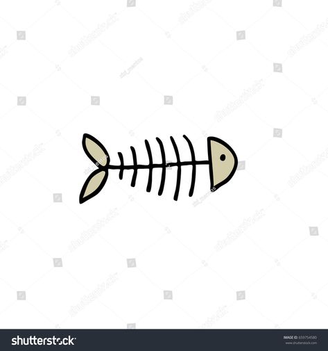 Fish Skeleton Drawing Simple, Simple Fish Doodle, Doodle Fish, Fish Skeleton Drawing, Skeleton Fish, Skeleton Doodle, Fish Skeleton Tattoo, Fish Doodles, Fish Doodle