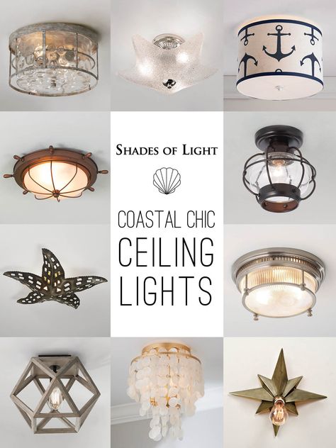 Lake House Interior Ceiling Lights, Coastal Ceiling Light Fixtures, Beach Flush Mount Light, Coastal Living Room Lighting Ceiling, Beach Ceiling Lights, Lighting For Beach House, Coastal Farmhouse Ceiling Lights, Nautical Vanity Lighting, Beach House Lighting Ideas