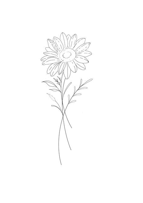 Fine Line Flower Tattoo Sunflower, Sunflower Line Drawing Tattoo, Sunflower Tattoo Line Art, Line Tattoo Sunflower, Sunflower Fineline Tattoo, Sunflower Fine Line Tattoo, Sunflower Design Drawing, Mini Cow Tattoo, Fineline Sunflower Tattoo