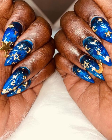 Starry night #naesnails2024 #aznailtech #nailart Day And Night Nails, Night Nails, Night Under The Stars, Star Nails, Under The Stars, Day And Night, Starry Night, Nail Art, Nails