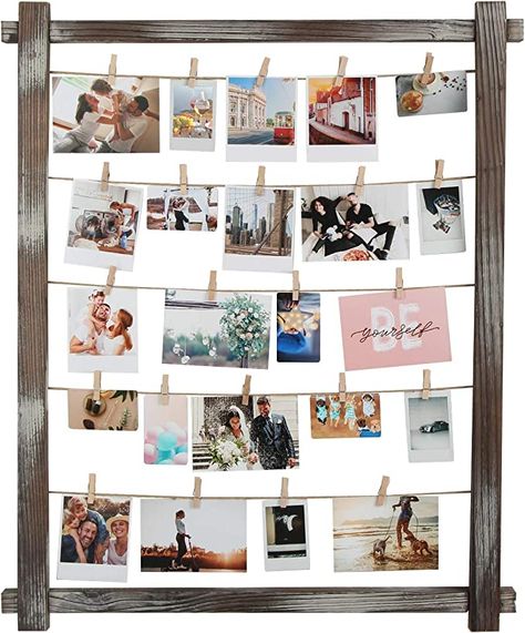 Picture Collage Board, Photo Display Wall, Pallet Pictures, Clip Picture Frame, Photo Wall Display, Collage Board, Display Wall, Rustic Wood Frame, Collage Picture Frames