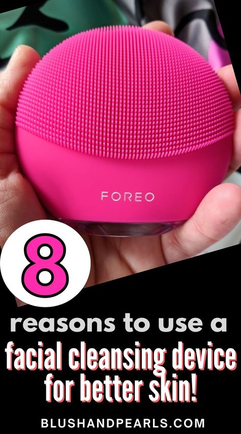 foreo hot pink facial cleansing brush Facial Massage Benefits, Silicone Face Brush, Good Sunscreen For Face, Skincare Tool, Facial Massage Techniques, Face Massager Tool, Foreo Luna Mini, Facial Tools, Best Facial Cleanser