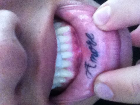 Lip Tattoo In Lip Tattoo, Inside Mouth Tattoo, Tattoo Mouth Lips, Underlip Tattoos, Under Lip Tattoo, Cute Lip Tattoos, Inner Lip Tattoo Ideas, Lip Tats, Inside Lip Tattoos