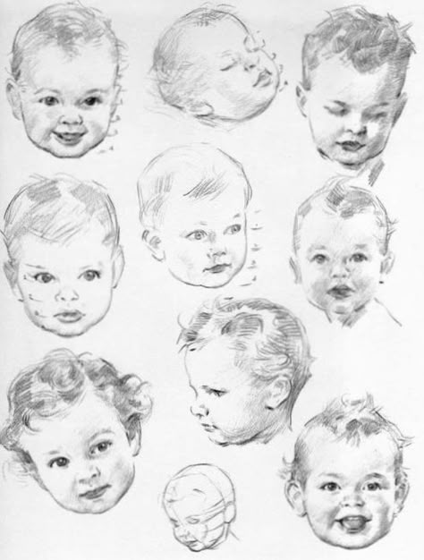 drawing the baby and toddler head in the correct proportions Drawing Babies, Baby Face Drawing, Portrait Au Crayon, Toddler Drawing, Baby Sketch, Andrew Loomis, Drawing Heads, Baby Faces, Baby Drawing