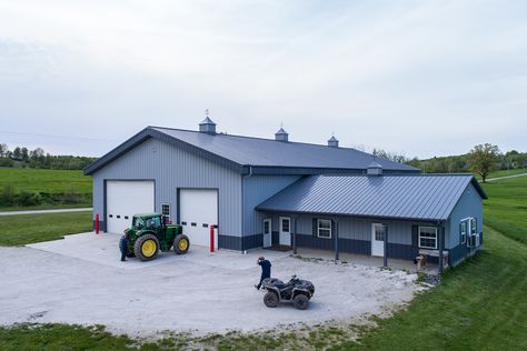 Morton Buildings Farm Shop in Shoreham, VT. Morton Building Homes, Shop With Living Quarters, Garage Homes, Shop Apartment, Shop Houses, Barn With Living Quarters, Metal Building House Plans, Morton Building, Barn Houses