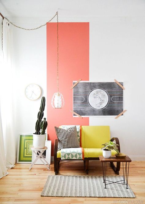 let's start with eclectic color. / sfgirlbybay Coral Room, Sherwin Williams Colors, Small Room Design, Colour Blocking, Interior Paint Colors, Block Wall, Design Del Prodotto, A Living Room, Room Paint