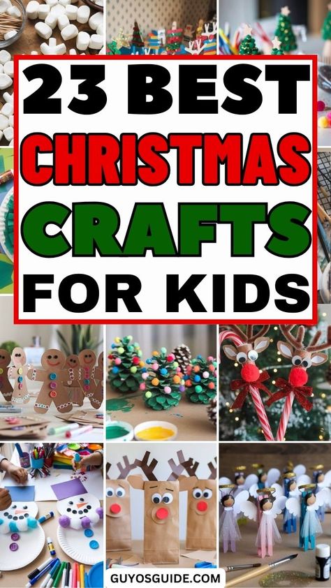 23 Best Christmas Crafts for Kids Christmas Craft Kids Gifts, Kids Crafts Holiday, No Glue Christmas Crafts For Kids, Holiday Party Craft 1st Grade, Christmas Crafts For Third Grade, Kindergarten Holiday Crafts, Kids Christmas Crafts Easy Fun Projects, Holiday Art Projects For Kids, Christmas School Crafts