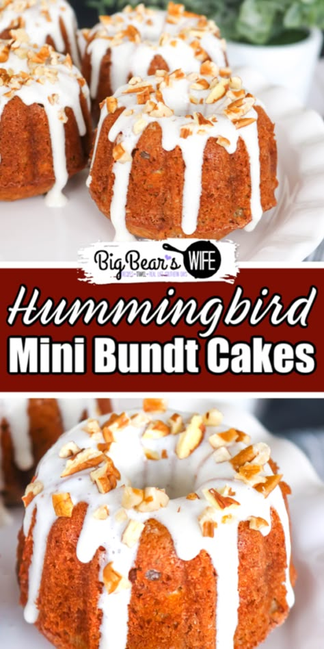 Mini Bunt Cake, Mini Bundt Cakes Recipes, Bundt Pan Recipes, Nothing Bundt Cakes, Mini Bundt, Hummingbird Cake, Mini Bundt Cakes, Individual Desserts, Bundt Cakes Recipes