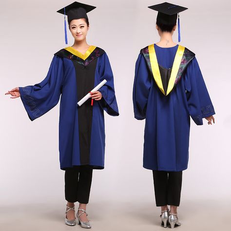 Cheap cap beret, Buy Quality cap match directly from China cap pop Suppliers:     Black Bachelor of Clothes Academic Gown Graduation Dress Graduated Academic Dress Erformance Clothing 18USD 30.99/pi Cloak Designs, Graduation Gown Outfit, University Graduation Outfit, Academic Gown, Graduation Gown And Cap, Graduation Guest Outfit, Gown Designs, Below The Knee Dresses, Graduation Gown