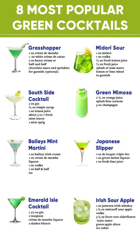 Green Cocktails Green Apple Cocktail, Green Apple Cocktails, Apple Mojito, Apple Cocktails, Green Tea Cocktail, Green Cocktails, Bartender Drinks Recipes, Apple Sangria, Apple Cocktail