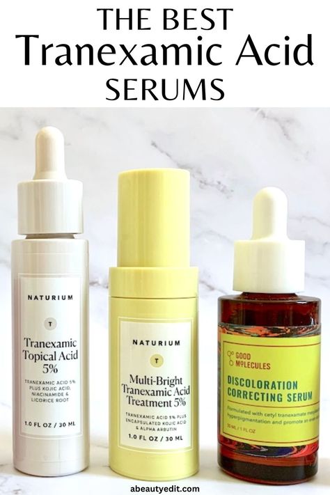 The Best Tranexamic Acid Serums Kojic Acid Serums, Tranexamic Acid Serum, Tranexamic Acid Benefits, Pantothenic Acid Benefits, Skin Care Products The Ordinary, Hyperpigmentation Skincare, Toner For Oily Skin, Hyperpigmentation Serum, Fade Hyperpigmentation