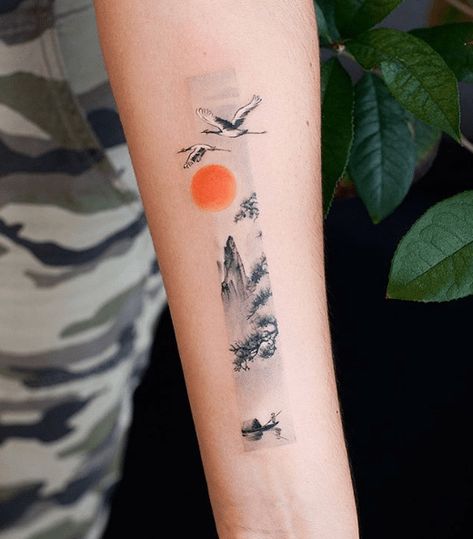 Crane Tattoo, Framed Tattoo, Special Tattoos, Movie Tattoos, Men Tattoo, Forearm Tattoo Design, Muster Tattoos, Geniale Tattoos, Painting Tattoo