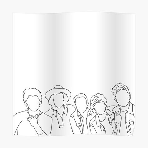 One Direction Outline Tattoo, One Direction Outline Drawing, 1d Drawings Easy, One Direction Line Art, One Direction Outline, One Direction Silhouette, 1d Tattoos Ideas, One Direction Inspired Tattoos, 1d Inspired Tattoos