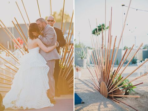 Hotel Lautner wedding with a rad handmade ceremony backdrop Ceremony Archway, Arches Wedding, Wedding Aisles, Backdrops Wedding, Aisle Markers, Wedding Backdrops, Diy Wedding Backdrop, Wedding Arches, Backdrop Wedding