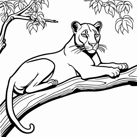 Panther On Tree, Panther Coloring Pages, Pumas Animal, Beautiful Locations Nature, Tree Branch, Coloring Book Pages, African Art, Art Techniques, Wood Burning