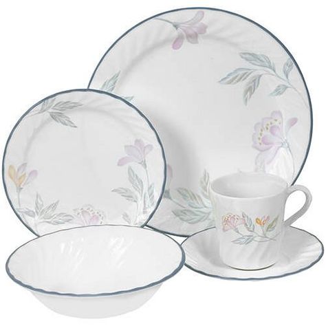 Corelle Dinnerware Set, Beautiful Dinnerware, Corelle Patterns, Corelle Dishes, Corelle Dinnerware, Corn Dishes, Dishware Sets, Casual Dinnerware, Coffee Cups And Saucers