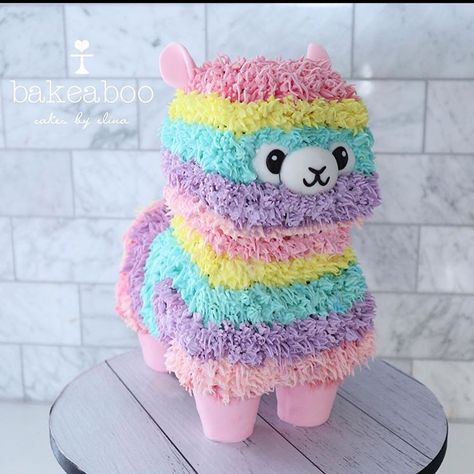 Lama Cake, Llama Birthday Cake, 3d Cake Tutorial, Rainbow Llama, Llama Cake, Brand Merchandise, Llama Birthday, Creative Baking, Instagram Cake