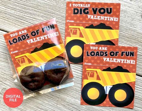 The Ultimate List of Classroom Valentine Gift Ideas for Kids - Press Print Party Donut Cards, Donut Valentine, Classroom Valentines Gifts, Austin Activities, Construction Valentines, Kids Valentine Cards, Truck Valentine, Valentine's Dinner, Seasonal Printables