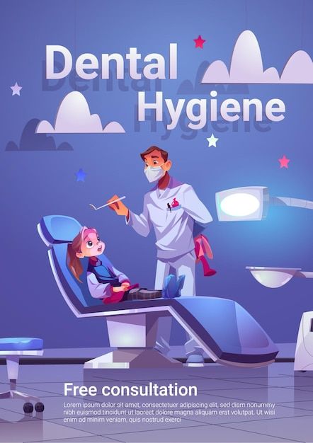 Free vector dental hygiene cartoon poste... | Free Vector #Freepik #freevector #dentist-clinic #dental #dental-clinic #doctor-dentist Dentist Cartoon, Dental Posters, Dentist Clinic, Doctor For Kids, Dental Design, Cartoon Posters, Dental Hygiene, Graphic Resources, Vector Free