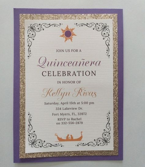 Quince Invitations Tangled, Rapunzel Theme Quinceanera Invitations, Rapunzel Theme Invitation, Rapunzel Inspired Quinceanera, Repunzel Quince Invitations, Rapunzel Sweet 16 Invitation, Tangled Rapunzel Invitations, Rapunzel Quinceanera Invitations, Tangled Quinceanera Theme Invitation