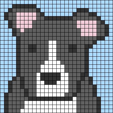 Perler Dog Pattern, Dog Cross Stitch Pattern, Crochet Pitbull, Pitbull Perler Bead Patterns, Pixel Art Chien, Corgi Alpha Pattern, Dog Alpha Pattern, Pitbull Cross Stitch Pattern, Melty Bead Designs