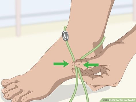 3 Ways to Tie an Anklet - wikiHow String Anklets, Hemp Anklet, Diy Elastic, Anklets Diy, Half Hitch Knot, Ankle Bracelets Diy, Handmade Anklets, Diy Tie, Square Knot