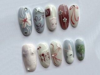 SevenNailArt - Etsy Vietnam How To Have Style, Bunny Nails, Hippie Nails, Pretty Gel Nails, Really Cute Nails, Soft Nails, Kawaii Nails, Nails Desing, Minimalist Nails