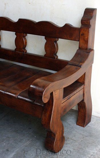 Old Mexico Bench, Colonial Bench, Outdoor Benches Wood Outdoor Bench, Southwest Furniture, Old Mexico, Sofa Design Wood, Mesquite Wood, Wooden Sofa Set Designs, India Home Decor, Dining Room Table Chairs, Outdoor Benches