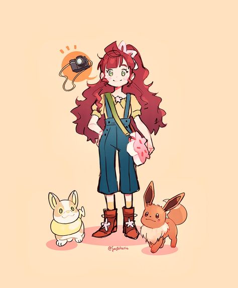 soul on Twitter: "Thinking of a slightly older Koharu traveling the world and working to become a journalist/photographer 💖✨ #anipoke… " Fan Made Pokemon Designs, Pokémon Outfits, Pokemon Trainer Oc, Pokemon Outfits, Pokemon Trainer Outfits, Cartoon Nostalgia, Pokemon Series, Pokemon Game Characters, Pokemon Clothes