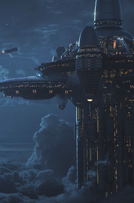 City In The Sky, Scifi Horror, Sky Castle, City Inspiration, Sci Fi Landscape, Sci Fi City, Sci Fi Environment, Earth Atmosphere, Setting Ideas