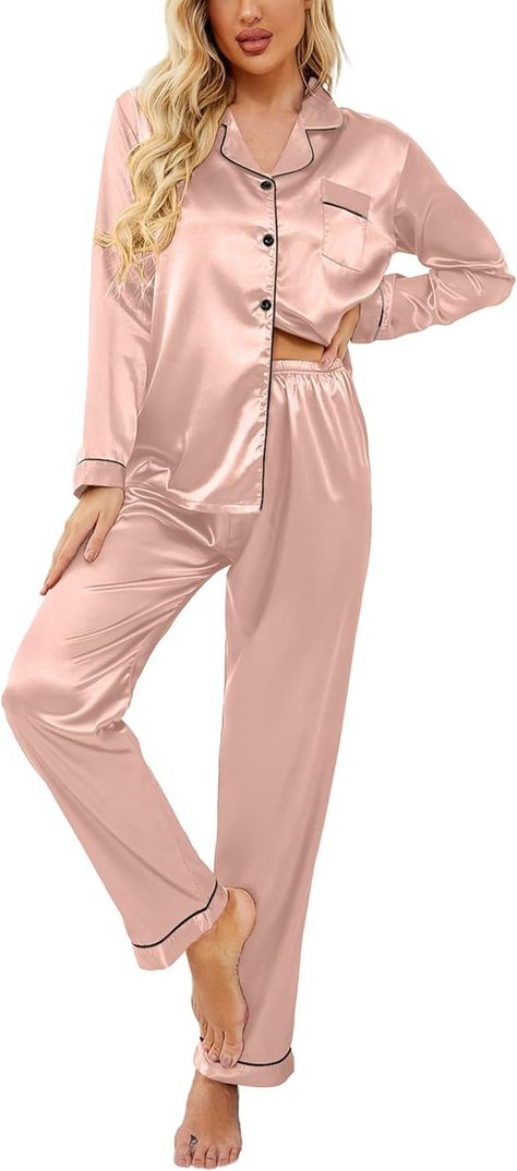 Silk Pjs, Casual Chic Outfits, Pyjama Satin, Silk Pajama, Pullover Mode, Silk Pajama Set, Satin Pyjama Set, Satin Pajamas, Casual Chic Outfit