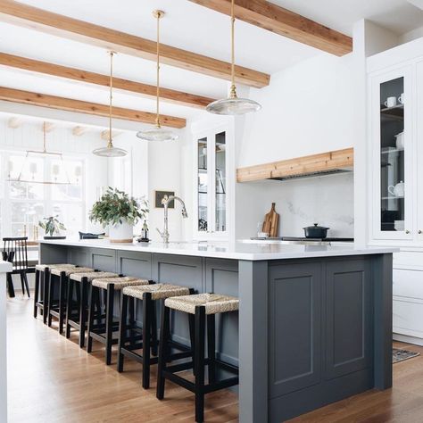 All Posts • Instagram Grey Kitchen Island, Kitchen Post, Interior Design Portfolios, Farmhouse Kitchen Cabinets, Farmhouse Kitchen Design, Modern Farmhouse Kitchens, Grey Kitchen, Large Kitchen, Beautiful Kitchens