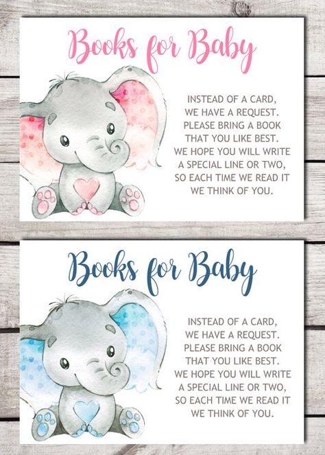 Baby Shower Bring A Book Instead Of Card, Baby Elephant Shower Ideas, Baby Shower Books Instead Of Cards, Books Instead Of Cards For Baby, Elephant Themed Baby Shower Ideas Girl, Bring A Book Instead Of A Card, Books For Baby Instead Of Card, Baby Shower Book Instead Of Card, Peanut Baby Shower Ideas