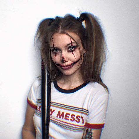 Halloween Costume Ideas For Teens, Scary Halloween Costume Ideas, Zombie Cheerleader Costume, Beetlejuice Halloween Costume, Creepy Clown Makeup, Black Dress Halloween Costume, Zombie Cheerleader, Scary Clown Makeup, Halloween Costume Ideas For Women