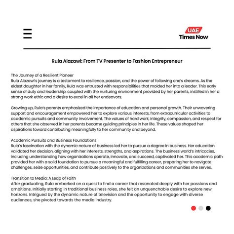 Rula Alazawi’s journey is a testament to resilience, passion, and the power of following one’s dreams. As the eldest daughter in her family, Rula was entrusted with responsibilities that molded her into a leader. This early sense of duty and leadership, coupled with the nurturing environment provided by her parents, instilled in her a strong work ethic and a desire to excel in all her endeavors. . . . . . #business #fashion #host #UAETimesNow #uae #dubai #featured The Eldest Daughter, Strong Work Ethic, Eldest Daughter, Importance Of Education, Entrepreneur Fashion, Work Ethic, Business Fashion, Personal Growth, Leadership
