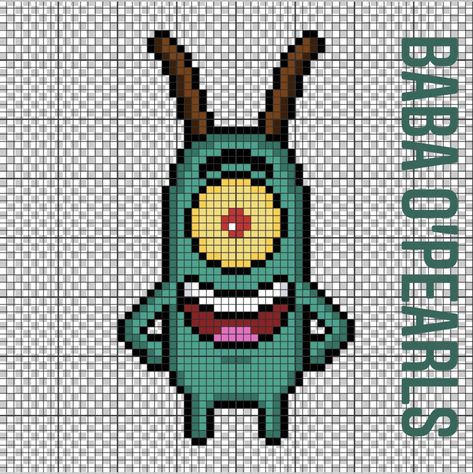 #beads #BeadPattern #Pattern #Pixels #Pixelart #Pixel #Art #Pixelartist #Hamabeads #PerlerBeads #ArtkalBeads #plankton #spongebob #Svampbob #pärlplatta #pärlplattor #pärlor Plankton Pixel Art, Spongebob Pixel Art Grid, Pixel Spongebob, Spongebob Pixel Art, Plankton Spongebob, Melty Bead Patterns, Graph Paper Drawings, Doodle Frame, Easy Perler Beads Ideas