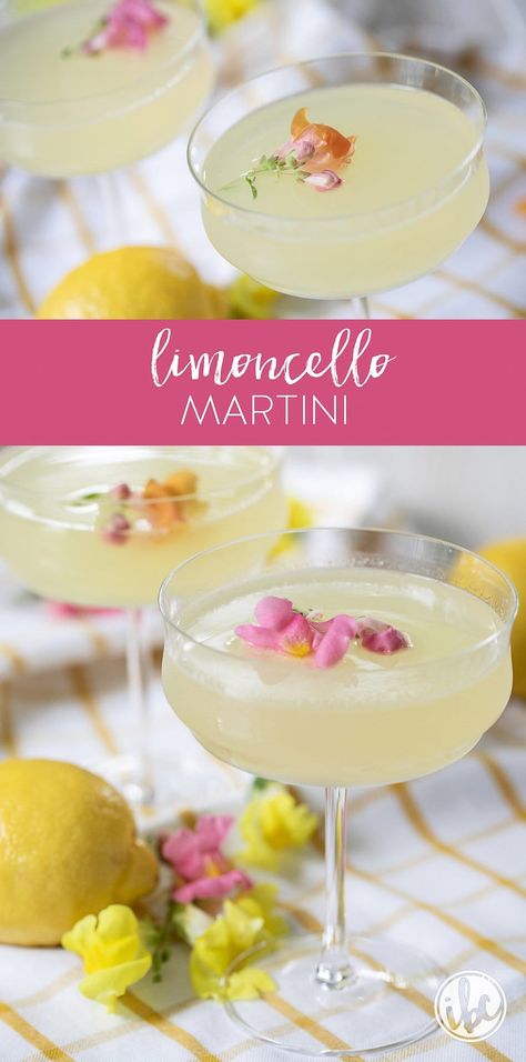 Lemoncello Martini, Lemonchello Drinks, Limoncello Drinks, Limoncello Martini, Elderflower Recipes, Lemon Martini, Vodka Lemon, Vodka Recipes Drinks, Limoncello Cocktails